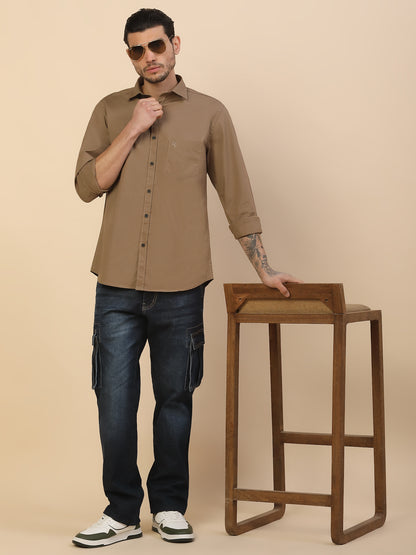 Men's Stylish Solid Casual Shirt | Regular Fit | Full Sleeve | Cotton Blend | Smart Casual Wear
