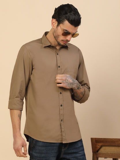 Men's Stylish Solid Casual Shirt | Regular Fit | Full Sleeve | Cotton Blend | Smart Casual Wear