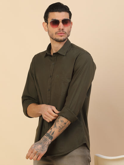 Men's Stylish Solid Casual Shirt | Regular Fit | Full Sleeve | Cotton Blend | Smart Casual Wear