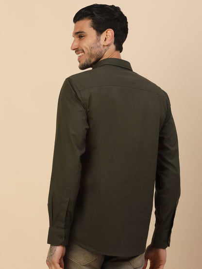Men's Stylish Solid Casual Shirt | Regular Fit | Full Sleeve | Cotton Blend | Smart Casual Wear