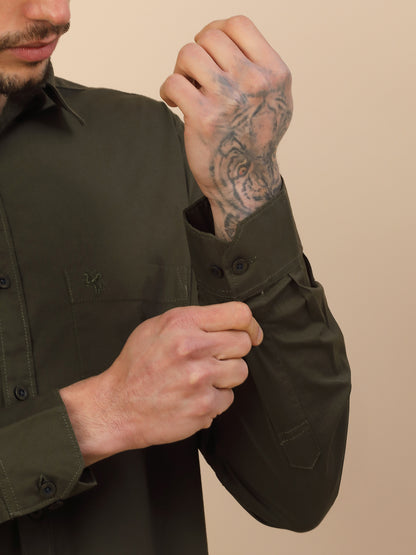 Men's Stylish Solid Casual Shirt | Regular Fit | Full Sleeve | Cotton Blend | Smart Casual Wear