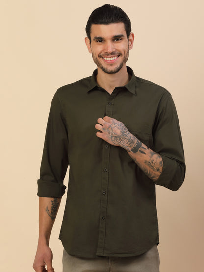 Men's Stylish Solid Casual Shirt | Regular Fit | Full Sleeve | Cotton Blend | Smart Casual Wear