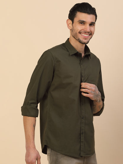 Men's Stylish Solid Casual Shirt | Regular Fit | Full Sleeve | Cotton Blend | Smart Casual Wear