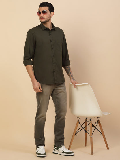 Men's Stylish Solid Casual Shirt | Regular Fit | Full Sleeve | Cotton Blend | Smart Casual Wear
