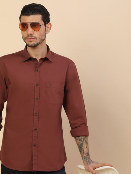 Men's Stylish Solid Casual Shirt | Regular Fit | Full Sleeve | Cotton Blend | Smart Casual Wear
