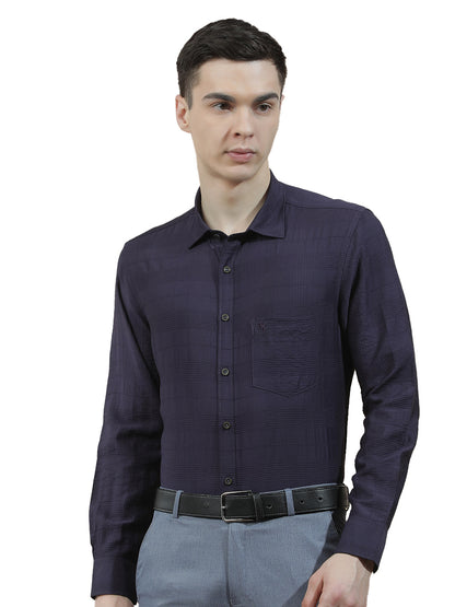 Casual Shirt for Men l Breathable & Soft with Color Fastness Slim Fit Nylon Viscose Fabric Self Design Pattern
