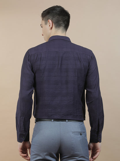 Casual Shirt for Men l Breathable & Soft with Color Fastness Slim Fit Nylon Viscose Fabric Self Design Pattern
