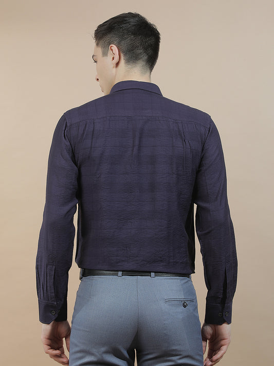 Casual Shirt for Men l Breathable & Soft with Color Fastness Slim Fit Nylon Viscose Fabric Self Design Pattern