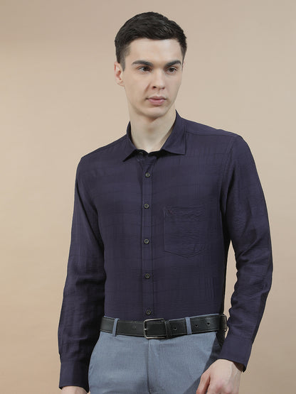 Casual Shirt for Men l Breathable & Soft with Color Fastness Slim Fit Nylon Viscose Fabric Self Design Pattern