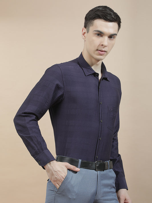 Casual Shirt for Men l Breathable & Soft with Color Fastness Slim Fit Nylon Viscose Fabric Self Design Pattern