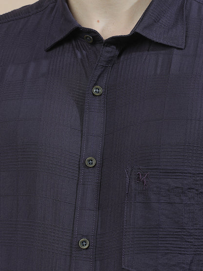 Casual Shirt for Men l Breathable & Soft with Color Fastness Slim Fit Nylon Viscose Fabric Self Design Pattern