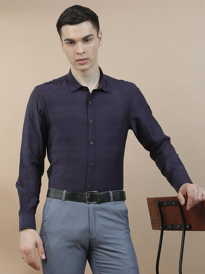 Casual Shirt for Men l Breathable & Soft with Color Fastness Slim Fit Nylon Viscose Fabric Self Design Pattern