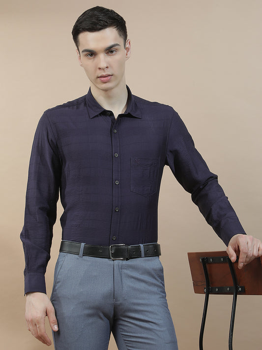 Casual Shirt for Men l Breathable & Soft with Color Fastness Slim Fit Nylon Viscose Fabric Self Design Pattern