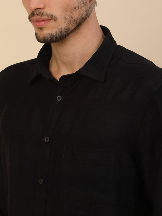 Men's Stylish Self Design Casual Shirt | Regular Fit | Full Sleeve | Nylon | Smart Casual Wear