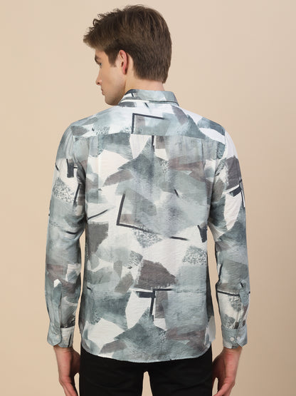 Casual Shirt for Men | Breathable & Soft with Color Fastness Regular Fit Spread Collar Neck Nylon Fabric Printed Pattern