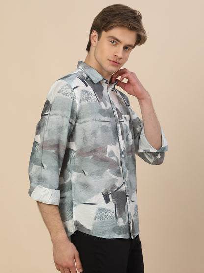 Casual Shirt for Men | Breathable & Soft with Color Fastness Regular Fit Spread Collar Neck Nylon Fabric Printed Pattern