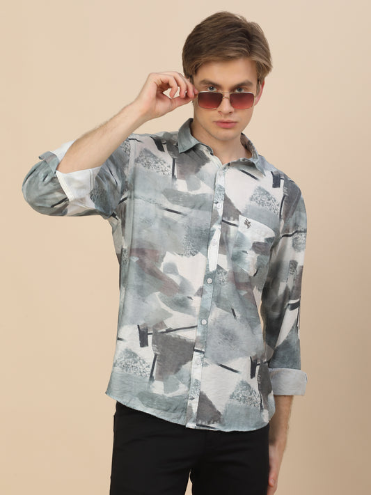 Casual Shirt for Men | Breathable & Soft with Color Fastness Regular Fit Spread Collar Neck Nylon Fabric Printed Pattern