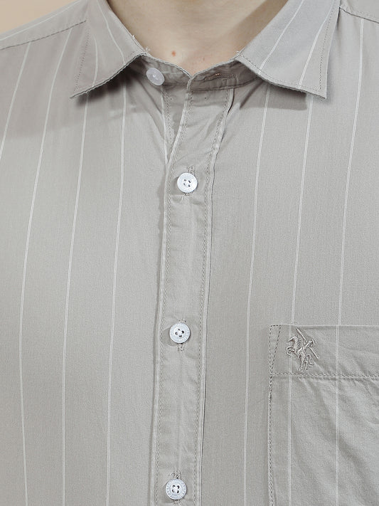 Casual Shirt for Men l Breathable & Soft with Color Fastness Slim Fit  Cotton Fabric Striped Pattern