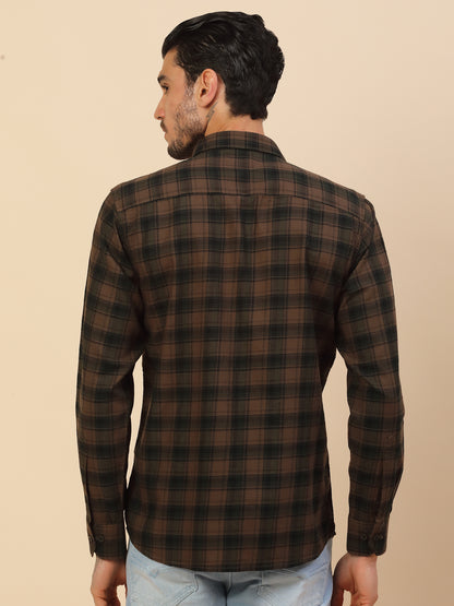 Men's Stylish Checkered Casual Shirt | Regular Fit | Full Sleeve | Pure Cotton | Smart Casual Wear