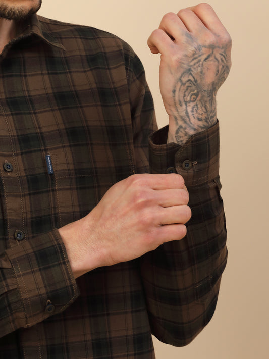 Men's Stylish Checkered Casual Shirt | Regular Fit | Full Sleeve | Pure Cotton | Smart Casual Wear