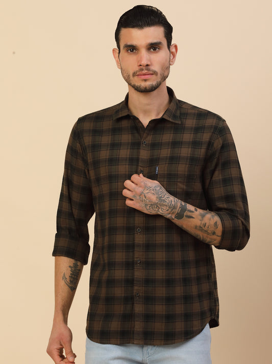 Men's Stylish Checkered Casual Shirt | Regular Fit | Full Sleeve | Pure Cotton | Smart Casual Wear