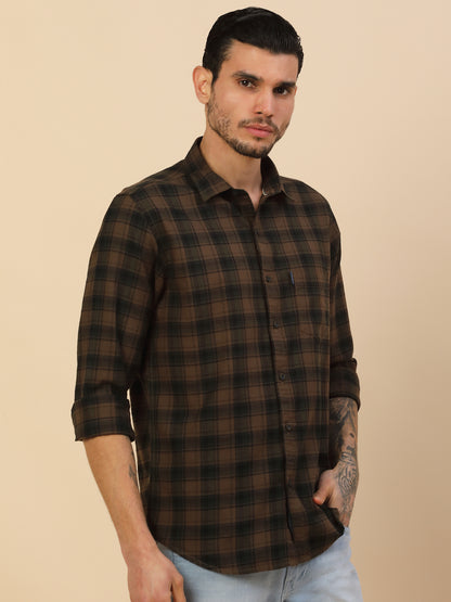 Men's Stylish Checkered Casual Shirt | Regular Fit | Full Sleeve | Pure Cotton | Smart Casual Wear