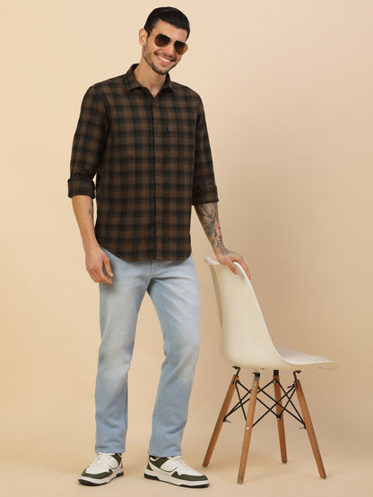 Men's Stylish Checkered Casual Shirt | Regular Fit | Full Sleeve | Pure Cotton | Smart Casual Wear