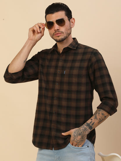 Men's Stylish Checkered Casual Shirt | Regular Fit | Full Sleeve | Pure Cotton | Smart Casual Wear