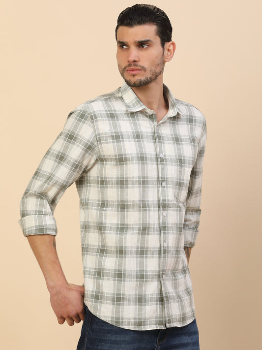 Men's Stylish Checkered Casual Shirt | Regular Fit | Full Sleeve | Pure Cotton | Smart Casual Wear