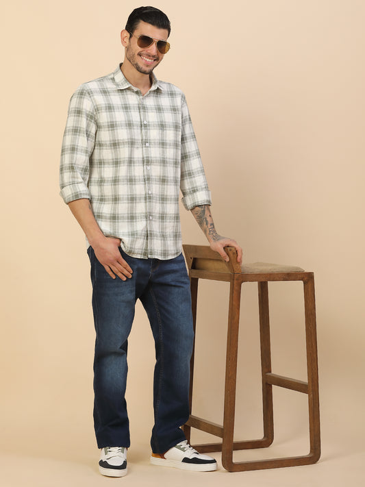 Men's Stylish Checkered Casual Shirt | Regular Fit | Full Sleeve | Pure Cotton | Smart Casual Wear