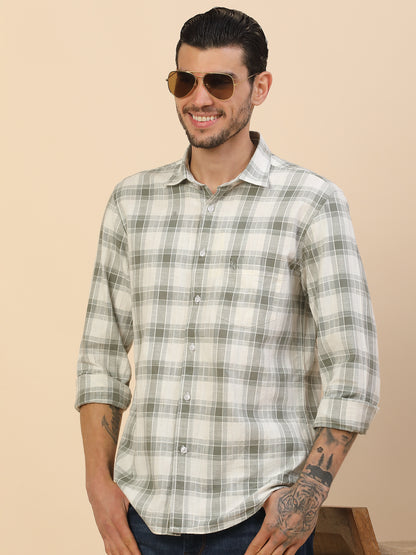 Men's Stylish Checkered Casual Shirt | Regular Fit | Full Sleeve | Pure Cotton | Smart Casual Wear
