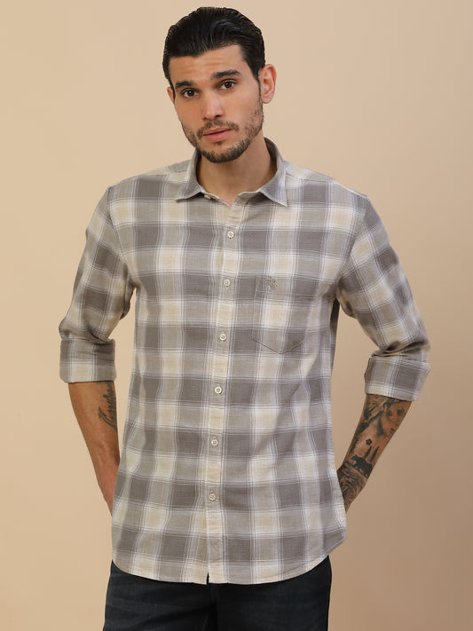 Men's Stylish Checkered Casual Shirt | Regular Fit | Full Sleeve | Pure Cotton | Smart Casual Wear