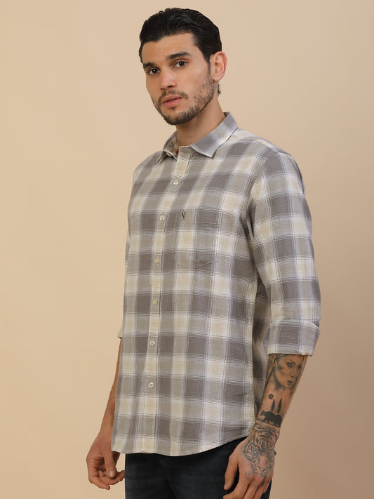 Men's Stylish Checkered Casual Shirt | Regular Fit | Full Sleeve | Pure Cotton | Smart Casual Wear