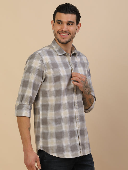 Men's Stylish Checkered Casual Shirt | Regular Fit | Full Sleeve | Pure Cotton | Smart Casual Wear