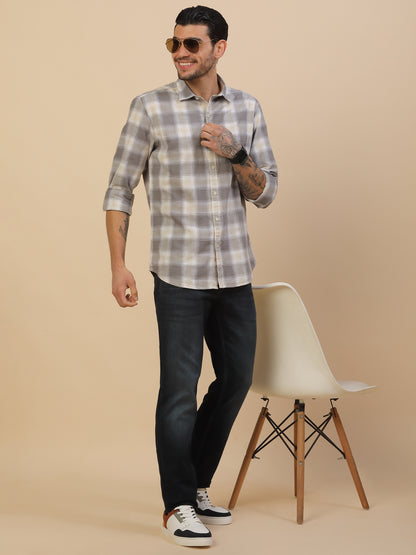 Men's Stylish Checkered Casual Shirt | Regular Fit | Full Sleeve | Pure Cotton | Smart Casual Wear