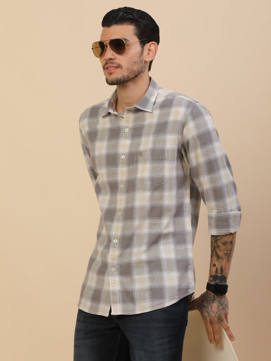Men's Stylish Checkered Casual Shirt | Regular Fit | Full Sleeve | Pure Cotton | Smart Casual Wear