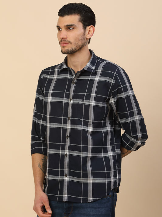 Men's Stylish Checkered Casual Shirt | Regular Fit | Full Sleeve | Pure Cotton | Smart Casual Wear