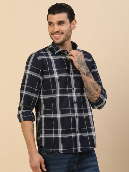 Men's Stylish Checkered Casual Shirt | Regular Fit | Full Sleeve | Pure Cotton | Smart Casual Wear