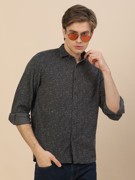 Casual Shirt for Men | Breathable & Soft with Color Fastness Regular Fit Spread Collar Neck Cotton Fabric Printed Pattern