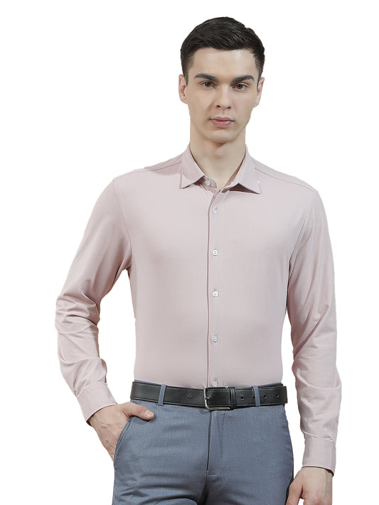 Casual Shirt for Men l Breathable & Soft with Color Fastness Slim Fit Polyester Stretch Fabric Self Design Pattern