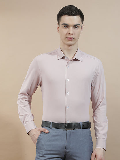 Casual Shirt for Men l Breathable & Soft with Color Fastness Slim Fit Polyester Stretch Fabric Self Design Pattern