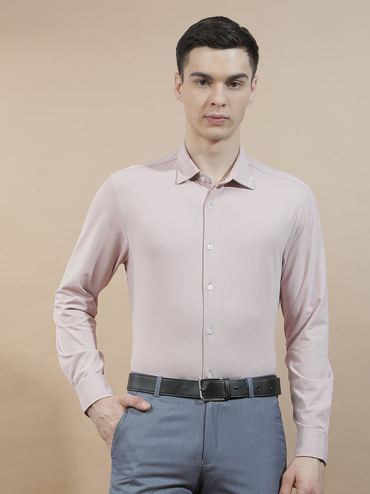 Casual Shirt for Men l Breathable & Soft with Color Fastness Slim Fit Polyester Stretch Fabric Self Design Pattern
