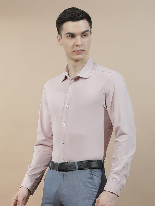 Casual Shirt for Men l Breathable & Soft with Color Fastness Slim Fit Polyester Stretch Fabric Self Design Pattern