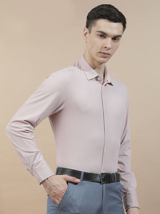 Casual Shirt for Men l Breathable & Soft with Color Fastness Slim Fit Polyester Stretch Fabric Self Design Pattern