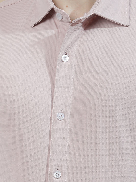 Casual Shirt for Men l Breathable & Soft with Color Fastness Slim Fit Polyester Stretch Fabric Self Design Pattern