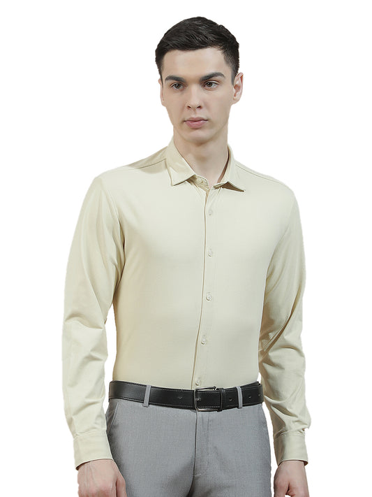 Casual Shirt for Men l Breathable & Soft with Color Fastness Slim Fit Polyester Stretch Fabric Self Design Pattern