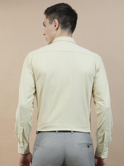Casual Shirt for Men l Breathable & Soft with Color Fastness Slim Fit Polyester Stretch Fabric Self Design Pattern