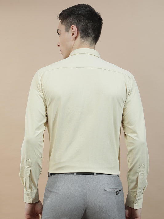 Casual Shirt for Men l Breathable & Soft with Color Fastness Slim Fit Polyester Stretch Fabric Self Design Pattern