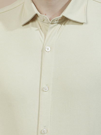 Casual Shirt for Men l Breathable & Soft with Color Fastness Slim Fit Polyester Stretch Fabric Self Design Pattern