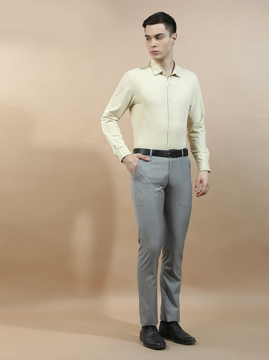 Casual Shirt for Men l Breathable & Soft with Color Fastness Slim Fit Polyester Stretch Fabric Self Design Pattern